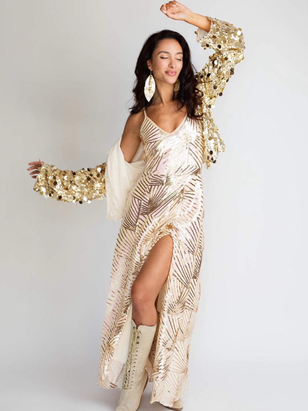 Joyfolie Gold Sequin Liv Jacket 14